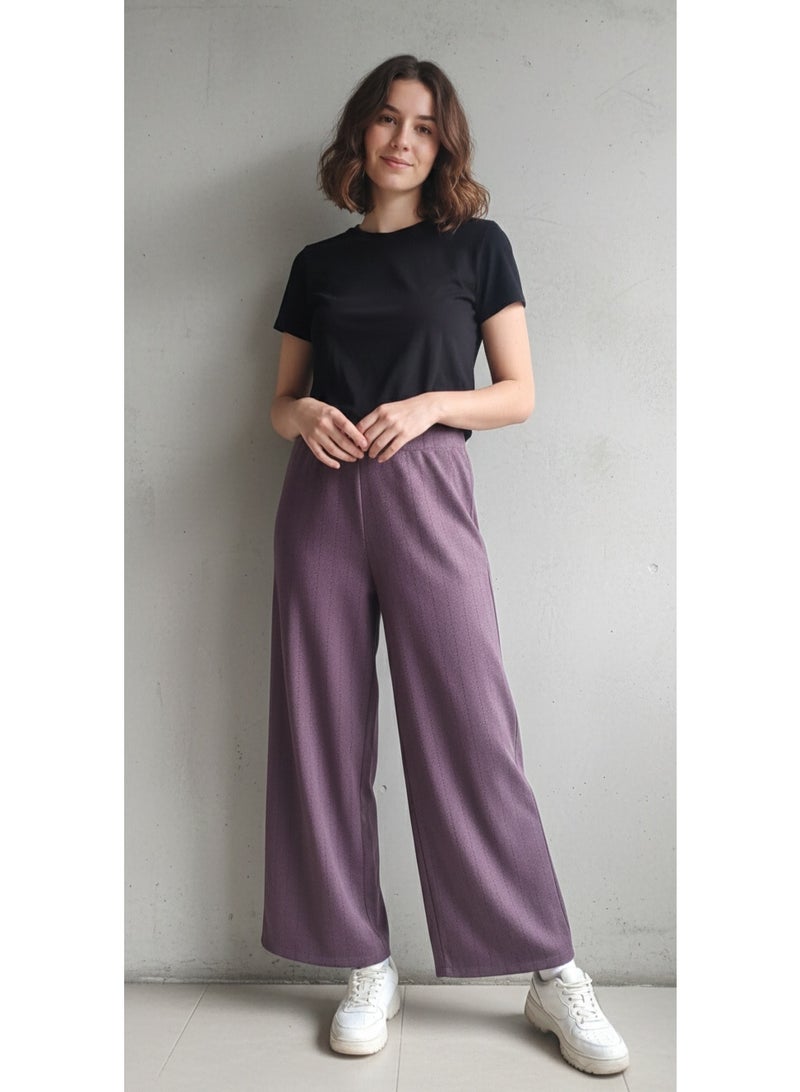 Bedaya Moda Winter Wool wide-leg pants for women - Purple / XL - Image 1